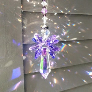 Purple Combo Crystal Angel Suncatcher  / Rainbow Maker / Prism Sun Catcher / Window Car Decor (Rainbows and Whimsy)