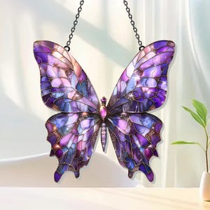 Purple Butterfly Window Hanging, Purple Butterfly Suncatcher, Acrylic Butterfly Art, Garden Decor, Pride Ornament, Gift for Butterfly Lovers